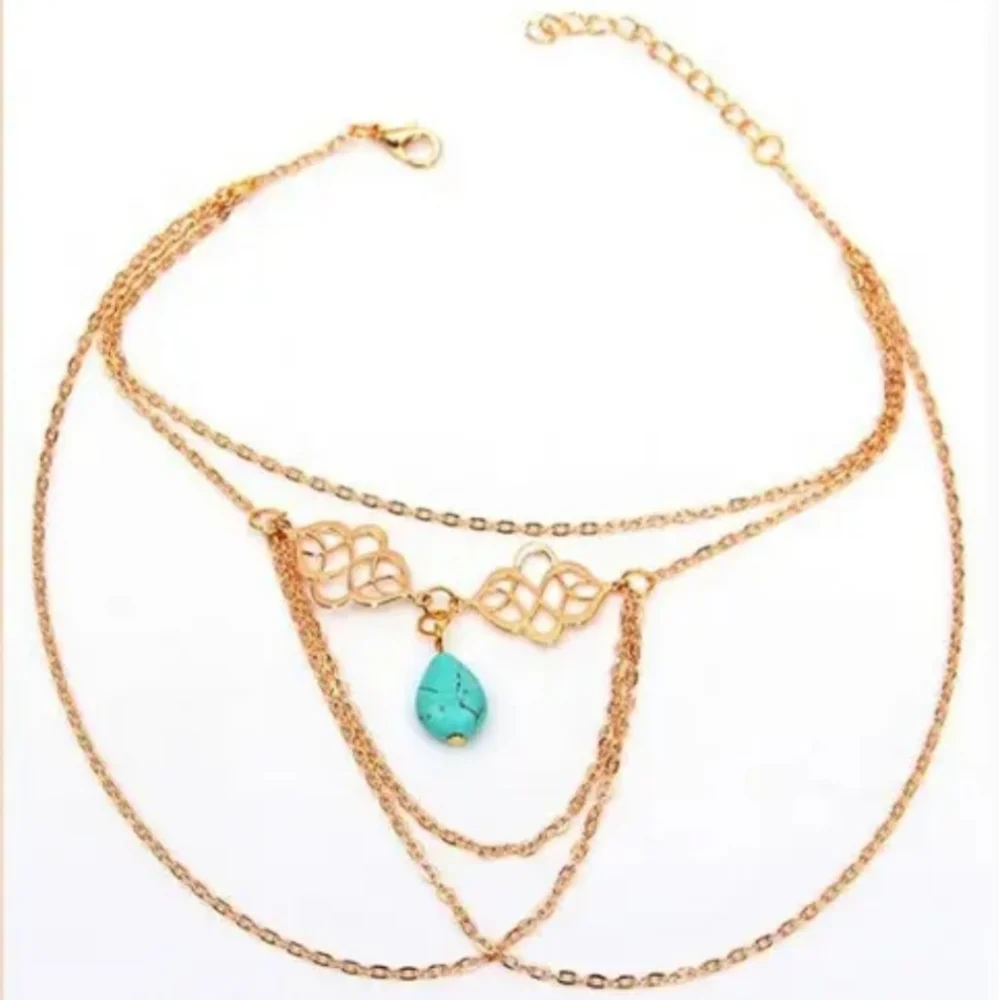 Armband Faux Turquoise Arm Cuff Sleeve Chain Armlet Bracelet Bronze Gold Silver